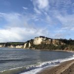 Soil particles are derived from parent rock. Here we can see both sandstone and chalk cliffs at Seaton beach in Devon