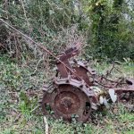 Rusty horticulktural machinery on Weston Plats, East Devon.