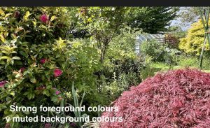 Strong foreground colours v muted background colours 