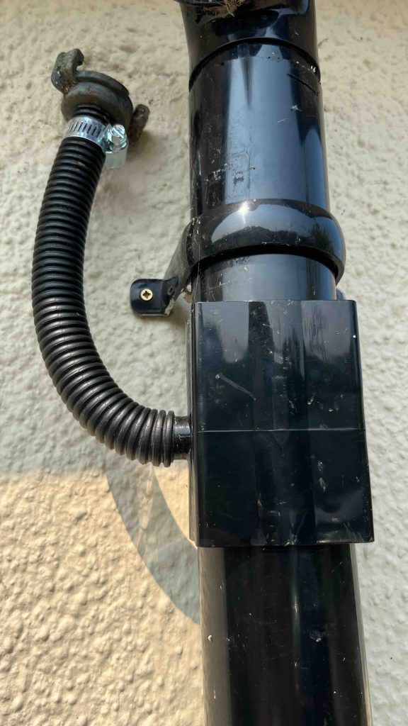 high level rainwater diverter with geka coupling