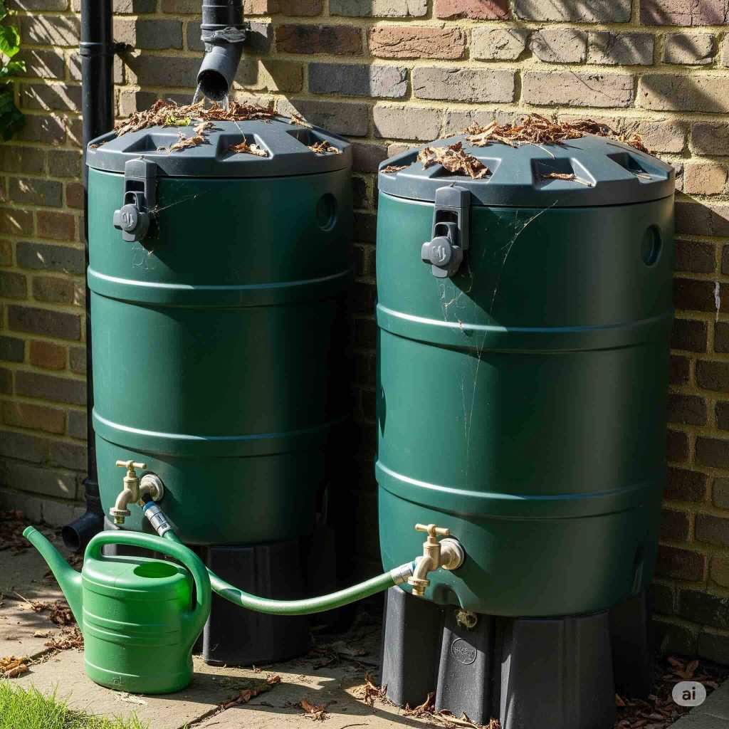 Low level connections such as in this AI produced image are a potential problem, a leak will empty all the storage. How To Harvest More Rainwater.