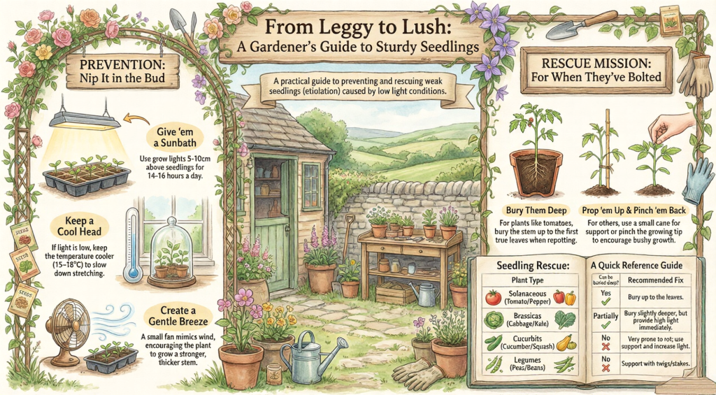 Infographic on How To Stop Seedling From Going Leggy